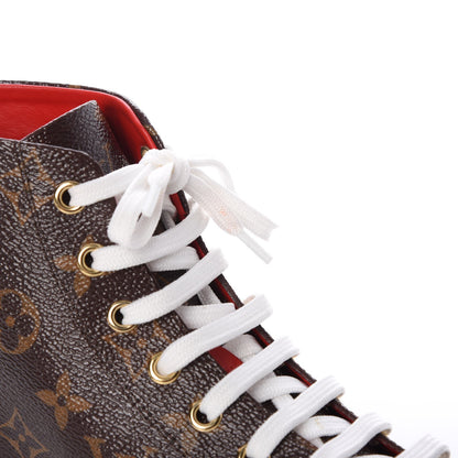 Louis Vuitton Calfskin Patent Monogram Stellar Sneaker Boots 35.5 Rouge 5 of 11