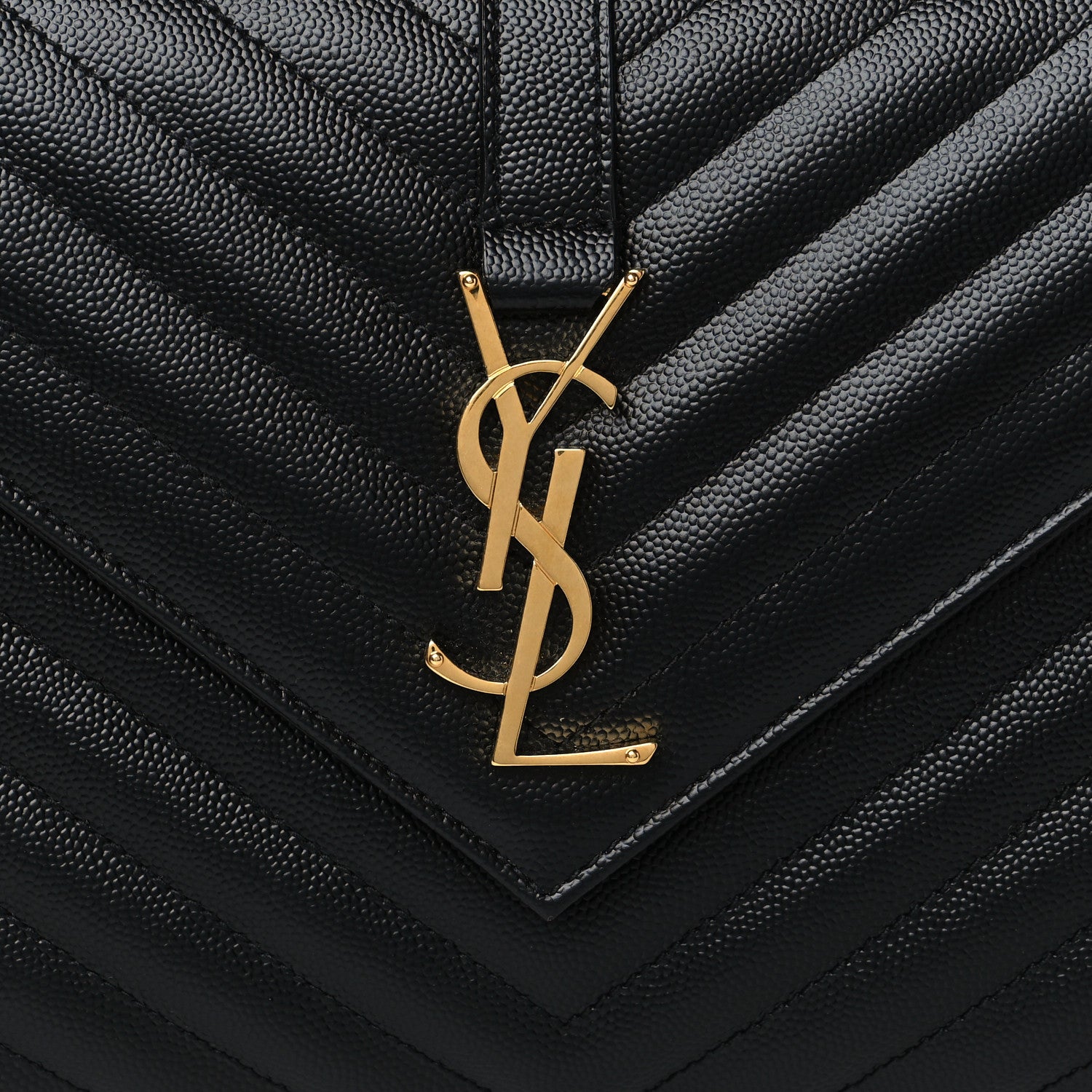 Saint Laurent Grain De Poudre Matelasse Chevron Medium Monogram Satchel Black 8 of 10