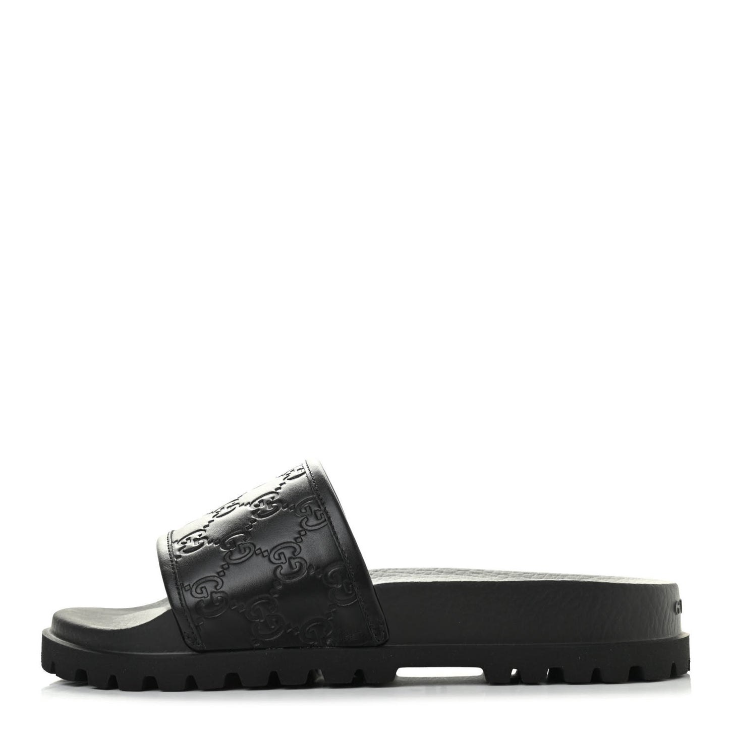 Guccissima Mens Lug Sole Slide Sandals 6 Black