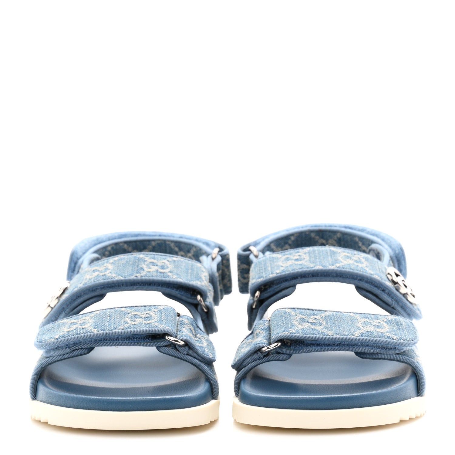 Gucci New Denim Delave GG Monogram Womens Dad Sandals 37 Light Blue Avion 3 of 10