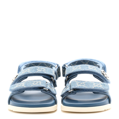 Gucci New Denim Delave GG Monogram Womens Dad Sandals 37 Light Blue Avion 3 of 10