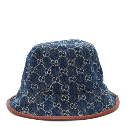 Gucci Washed Jacquard Denim Nappa GG Monogram Oscar Bucket Hat L Denim Cuir 4 of 10