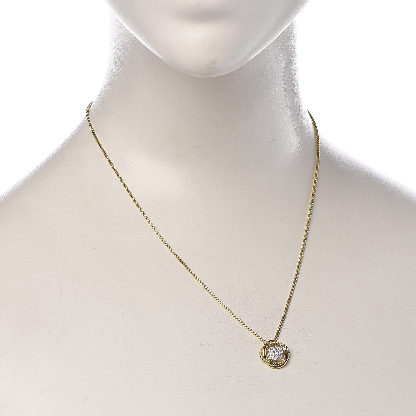 18K Yellow Gold Diamond 7mm Infinity Pendant Necklace