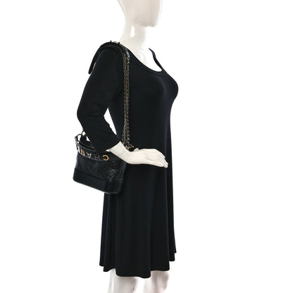 Chanel Aged Calfskin Quilted Small Gabrielle Logo Hobo Black 2 of 11