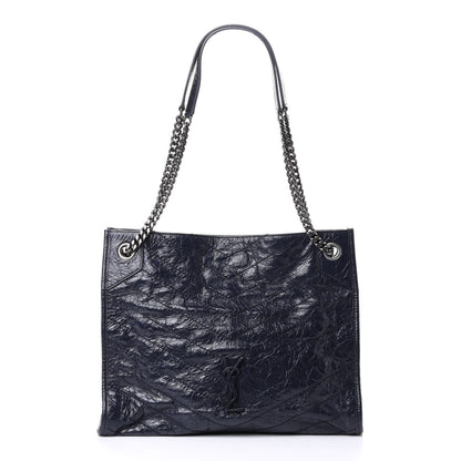 Saint Laurent Crinkled Calfskin Matelasse Monogram Medium Niki Shopper Tote Deep Marine 1 of 4
