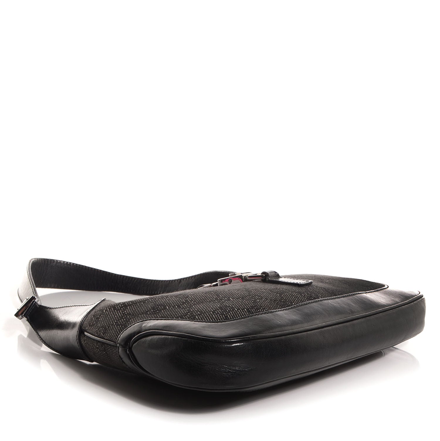 Gucci Denim Monogram Small Jackie O Hobo Black 4 of 7