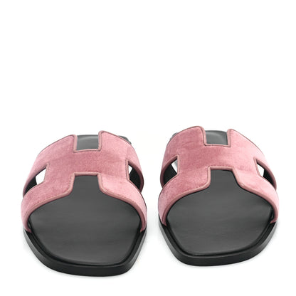 Hermes Velvet Nappa Oran Sandals 38.5 Bois de Rose 2 of 9