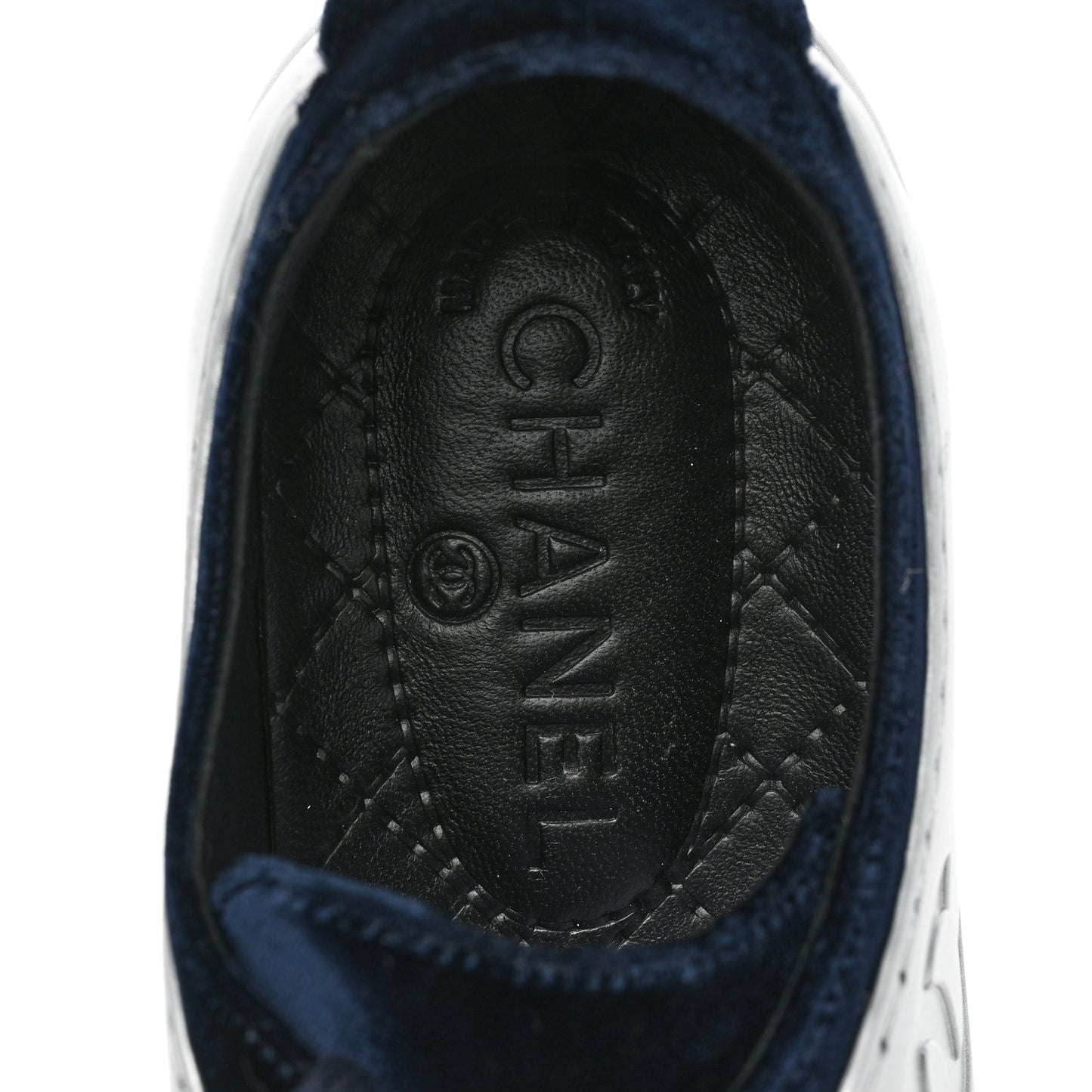 Calfskin Velvet Womens CC Sneakers 37 Navy