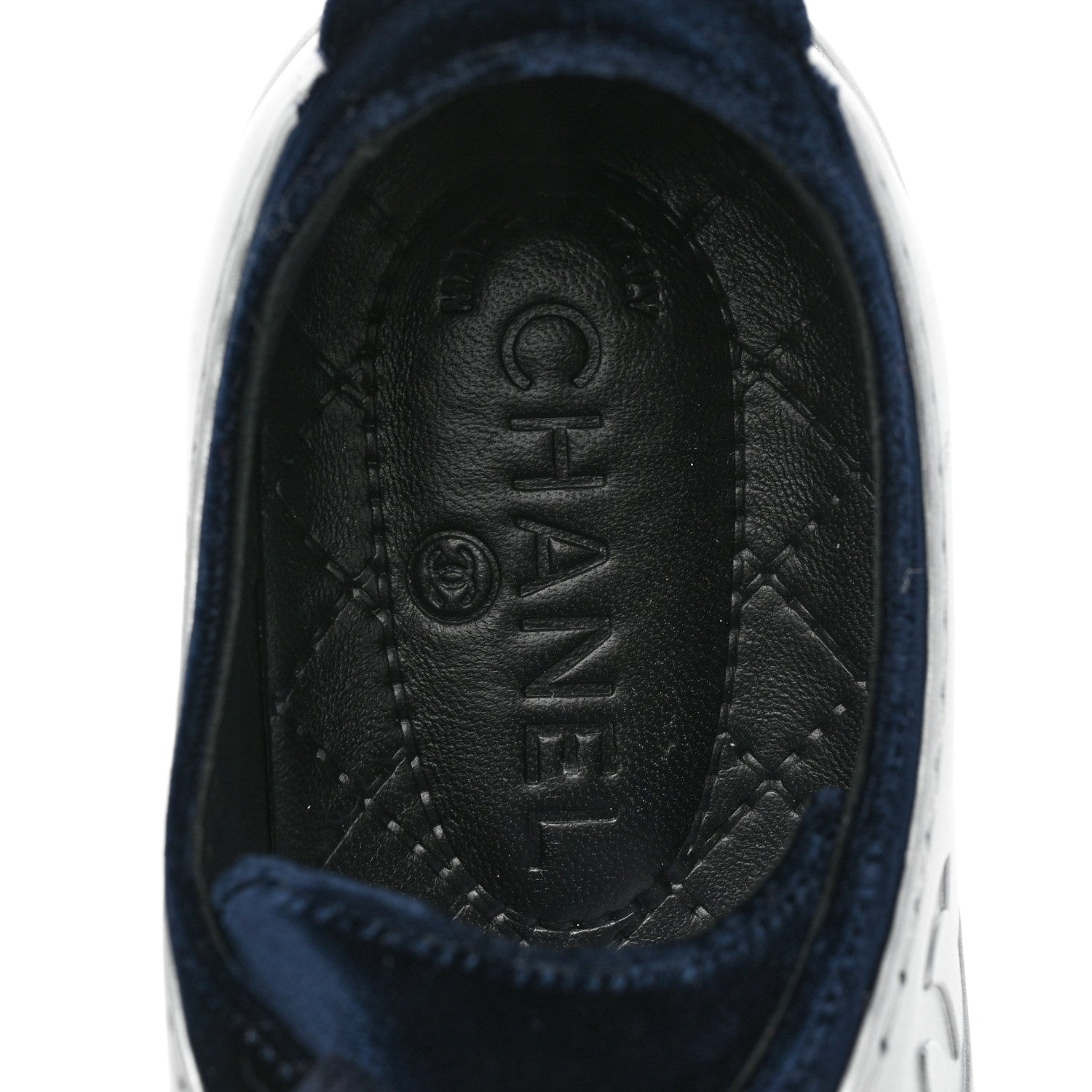 Chanel Calfskin Velvet Womens CC Sneakers 37 Navy 7 of 8