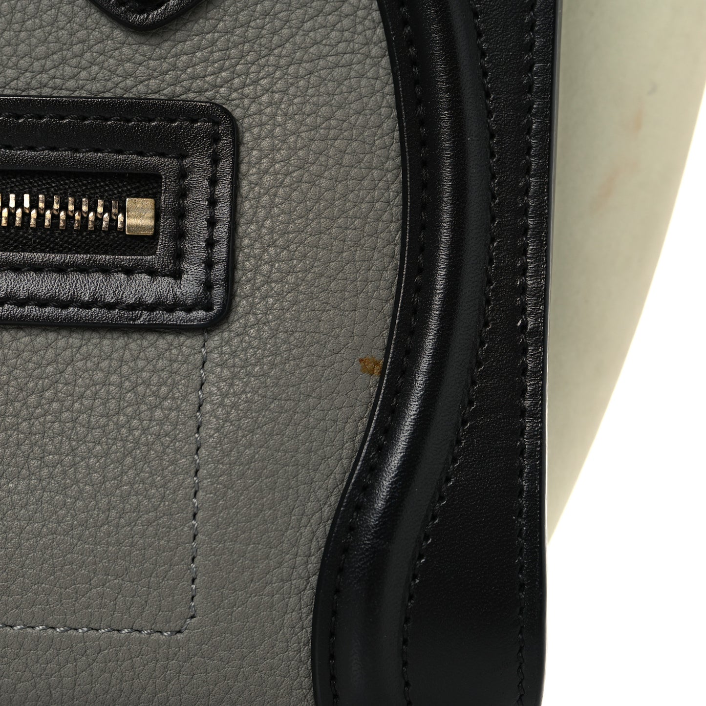 Baby Grained Calfskin Nano Tri-Color Luggage Zinc Almond