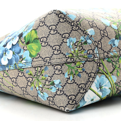 Gucci GG Supreme Monogram Blooms Large Reversible Tote Beige Blue Navy 8 of 9