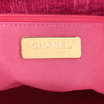 Chanel Wool Tweed Large Zipped Shopping Tote Pink 6 of 9