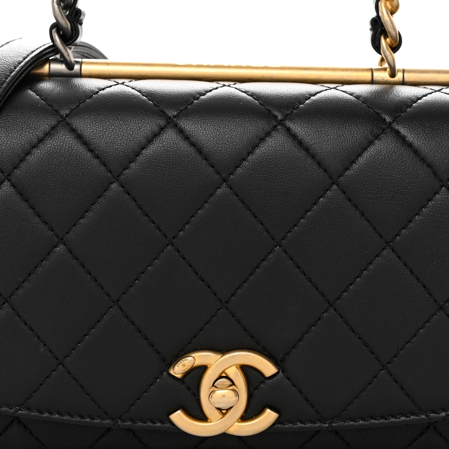 Chanel Lambskin Quilted La Parisienne Top Handle Flap Black 8 of 10