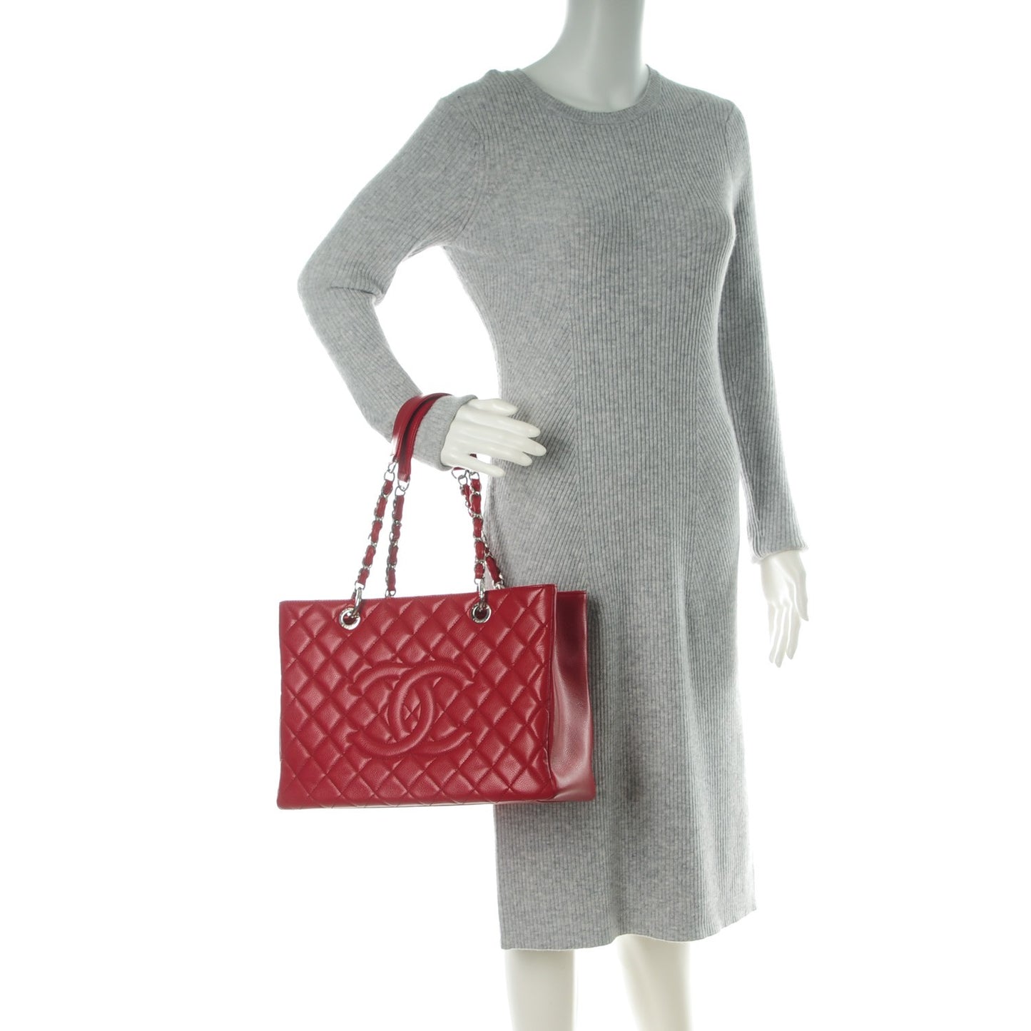 Caviar Quilted Grand Shopping Tote GST Red