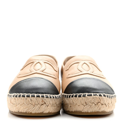 Chanel Lambskin CC Espadrilles 35 Beige Black 3 of 10