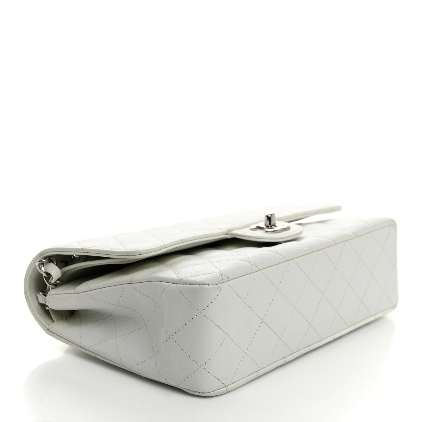 Caviar Quilted Medium Double Flap White