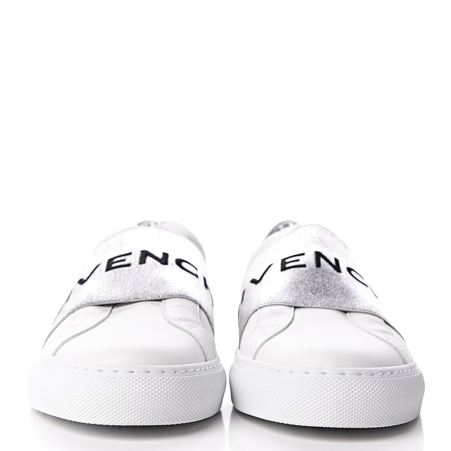 Calfskin Band Logo Womens Urban Street Sneakers 38 Argent