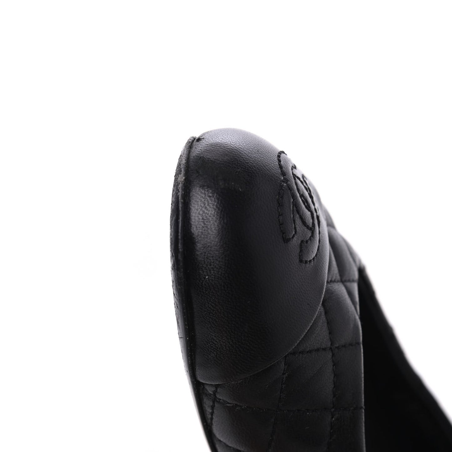 Lambskin Quilted CC Cap Toe Ballerina Flats 36.5 Black