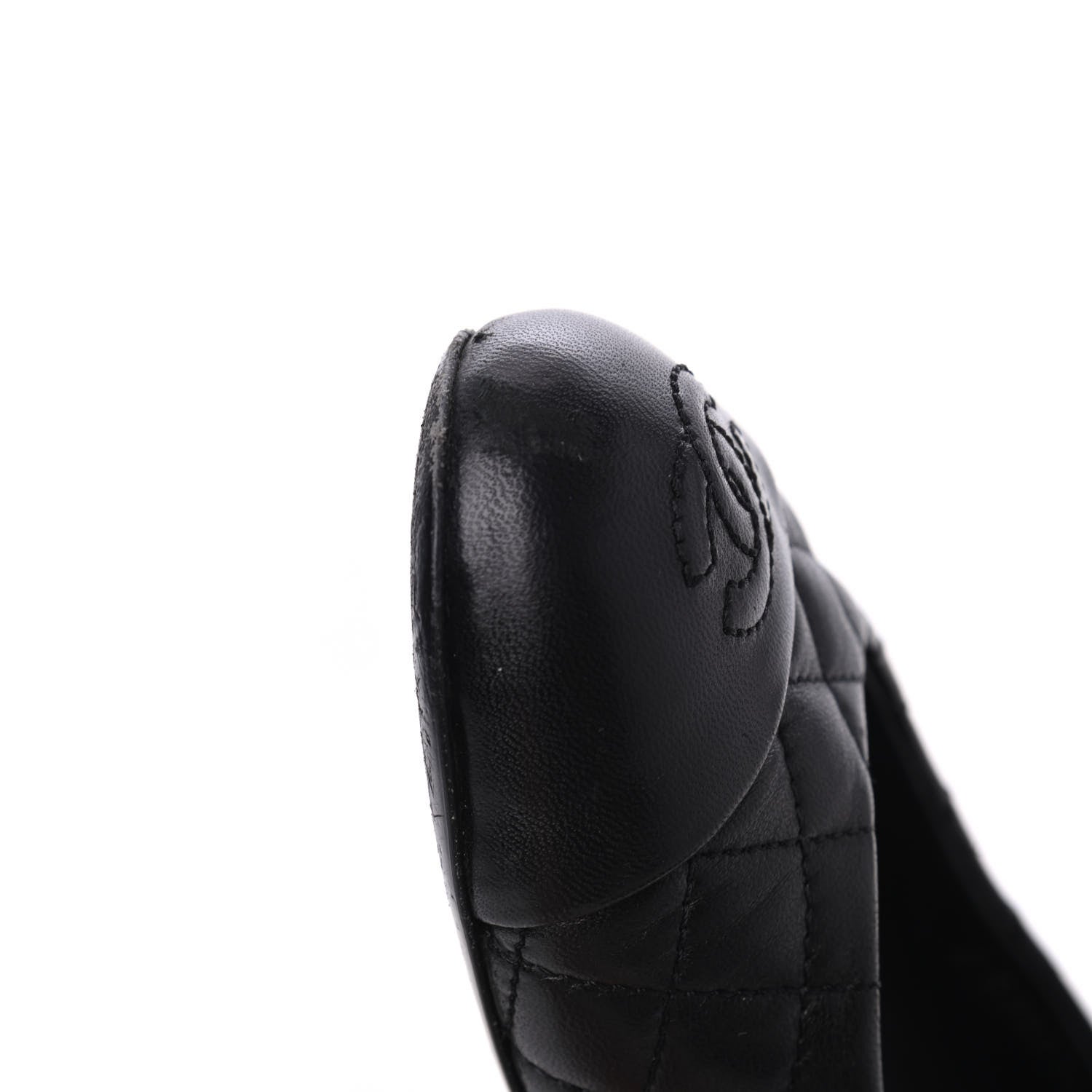 Chanel Lambskin Quilted CC Cap Toe Ballerina Flats 36.5 Black 15 of 18