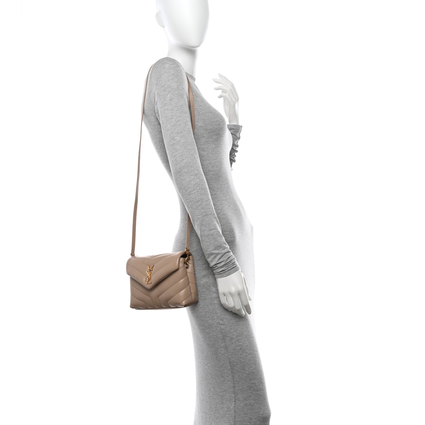 Calfskin Y Quilted Monogram Toy Loulou Crossbody Bag Dark Beige
