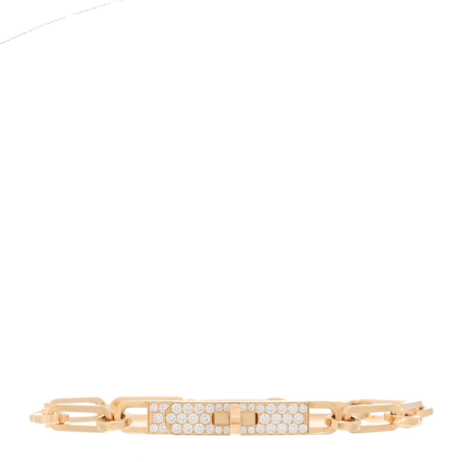 Hermes 18K Yellow Gold Diamond Pave PM Kelly Chaine Bracelet ST 1 of 4