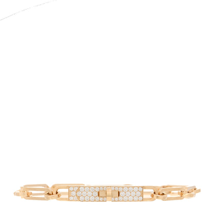 Hermes 18K Yellow Gold Diamond Pave PM Kelly Chaine Bracelet ST 1 of 4