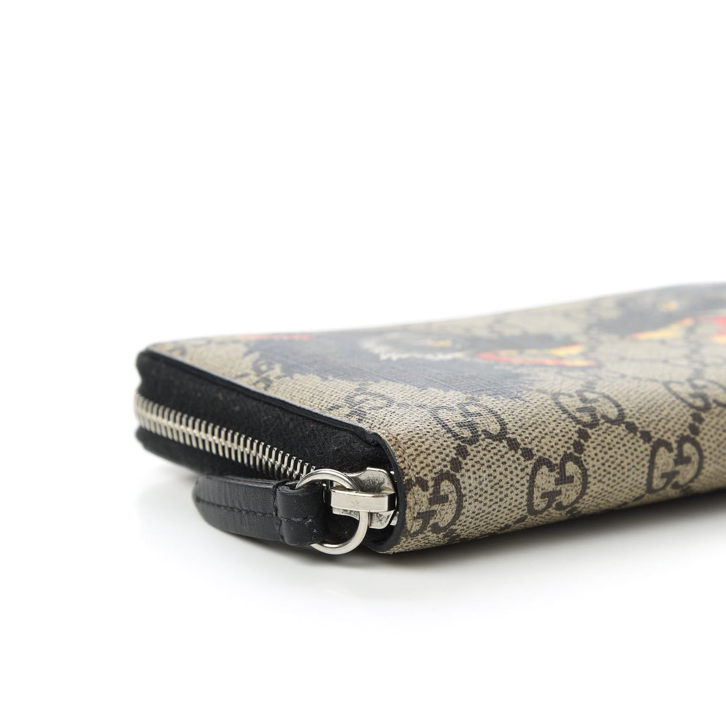GG Supreme Monogram Wolf Print Zip Around Wallet Black