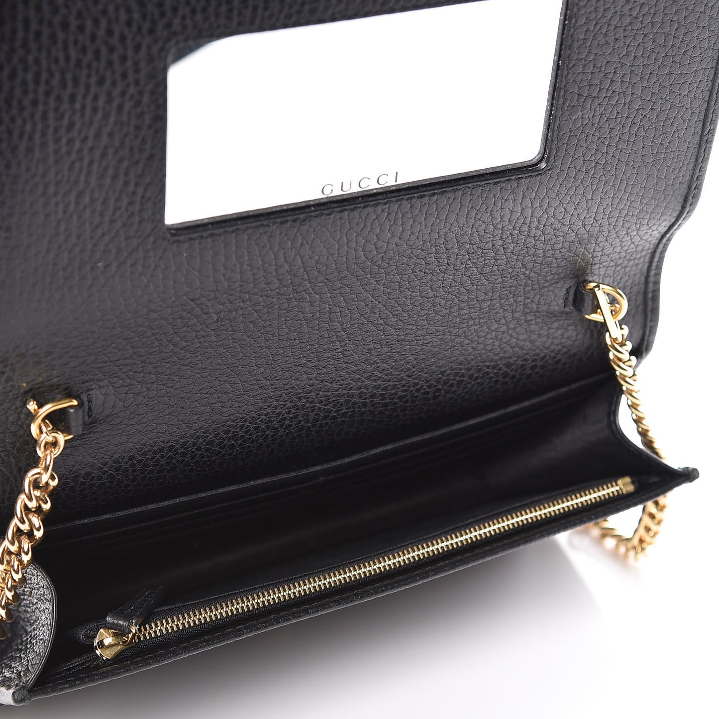 Calfskin Mini GG Marmont Chain Wallet Black
