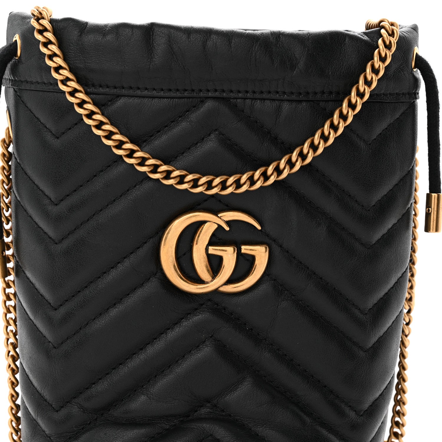 Gucci Calfskin Matelasse Mini GG Marmont 2.0 Bucket Bag Black 7 of 13