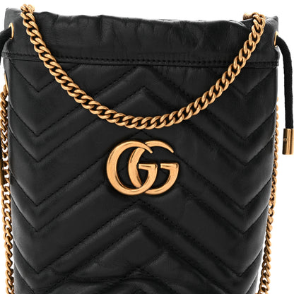 Gucci Calfskin Matelasse Mini GG Marmont 2.0 Bucket Bag Black 7 of 13