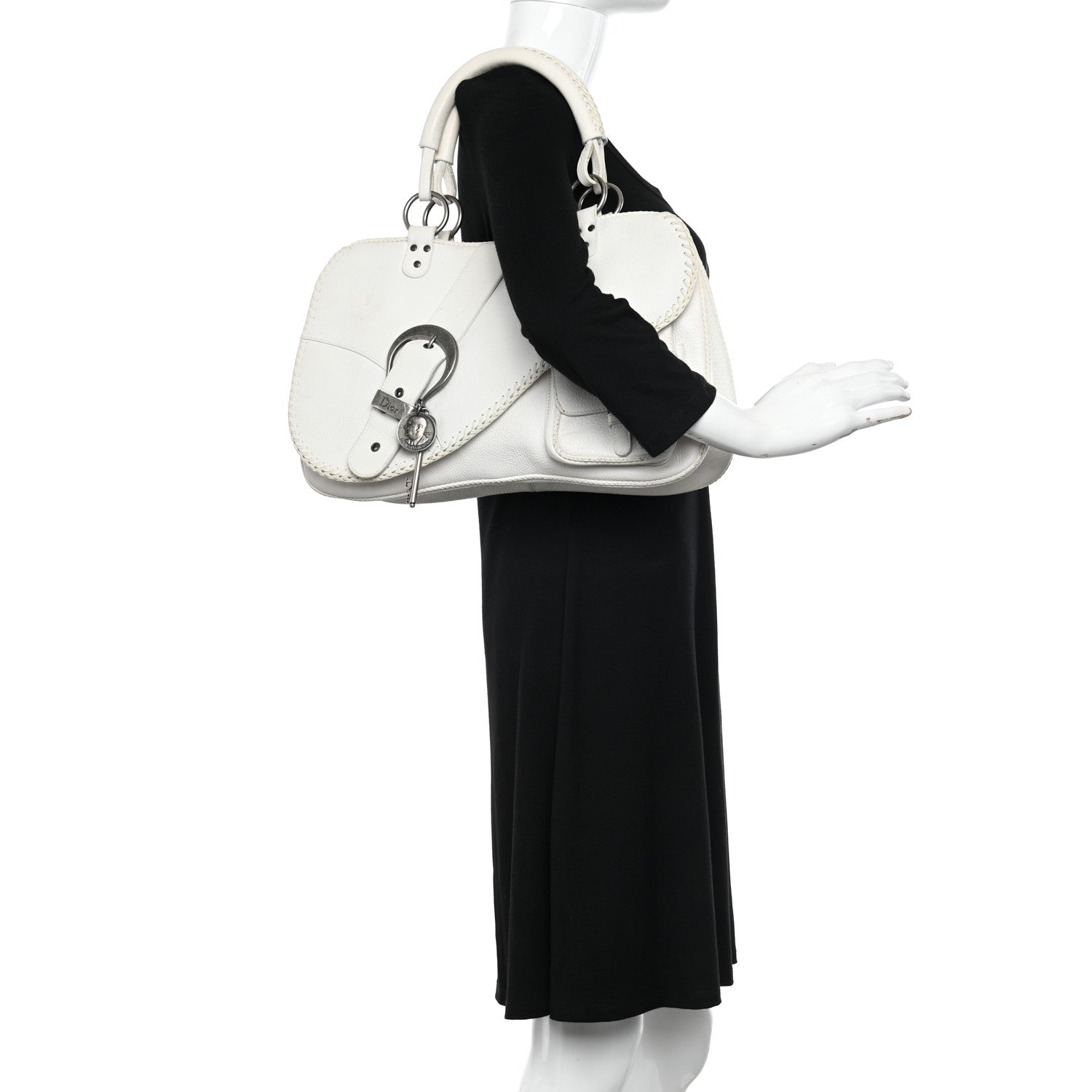 Christian Dior Calfskin Braided Gaucho Double Saddle Bag White 2 of 21