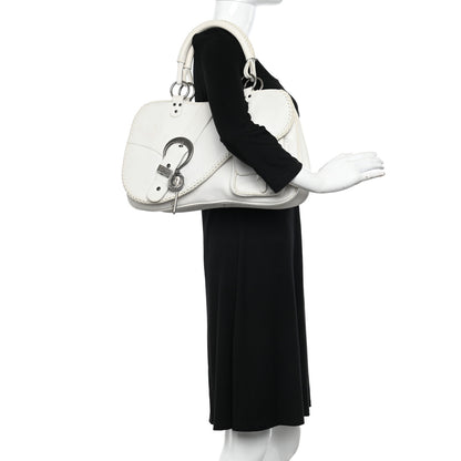Christian Dior Calfskin Braided Gaucho Double Saddle Bag White 2 of 21