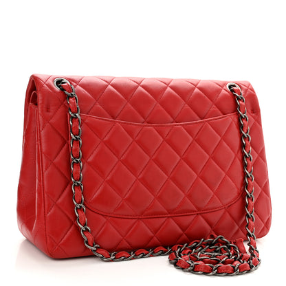 Chanel Lambskin Quilted Jumbo Double Flap Red 3 of 13