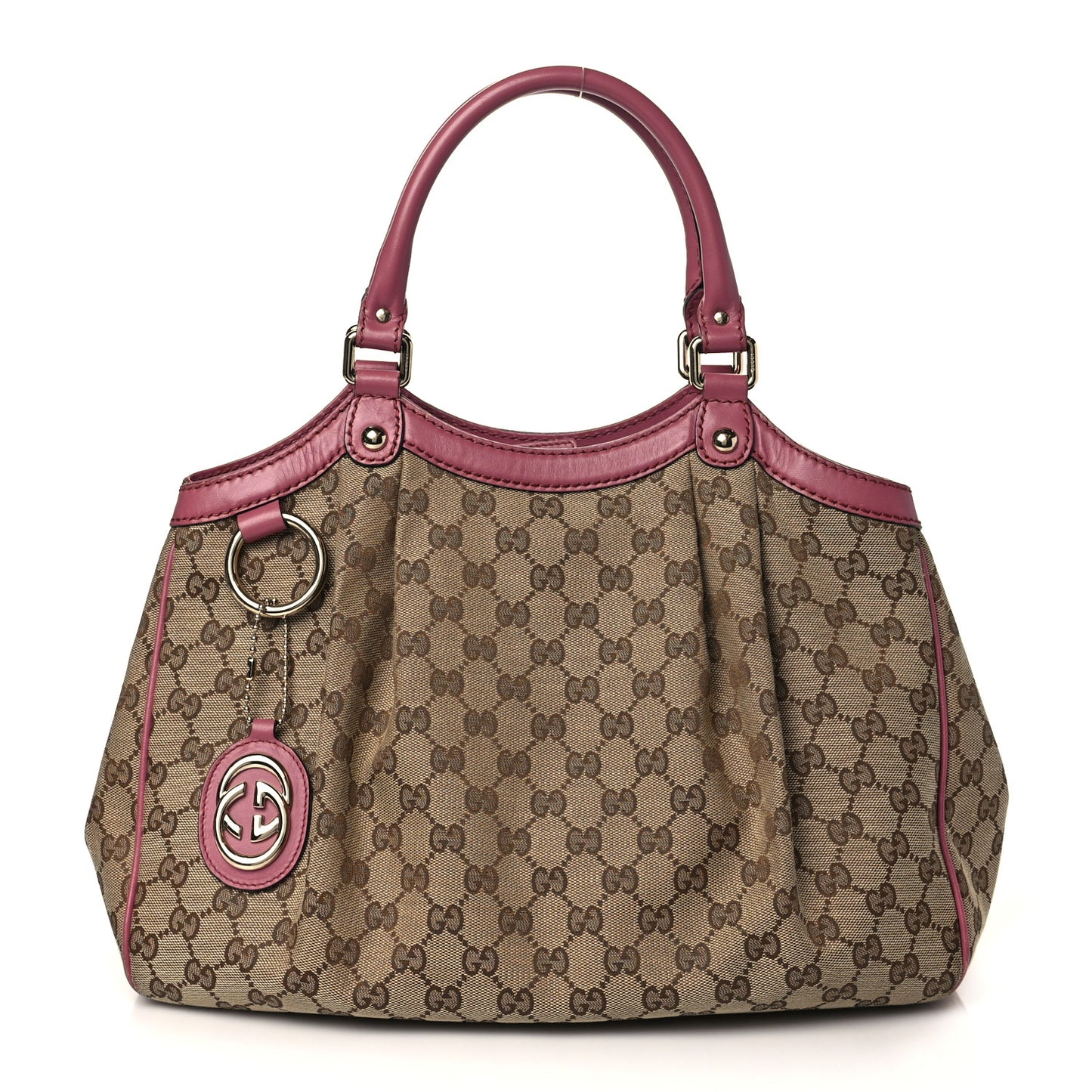 Monogram Margaux Calfskin Medium Sukey Tote Beige Ebony Vintage Rose