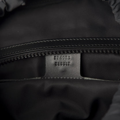 Gucci Velvet GG Monogram Web Medium Double Buckle Backpack Blue Beige Black 8 of 9