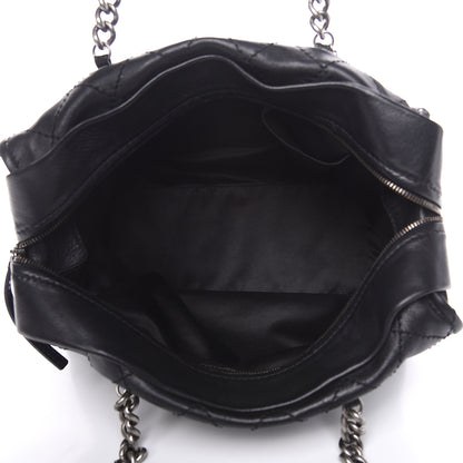 Chanel Calfskin Stitched Bowling Bag Black 5 of 13