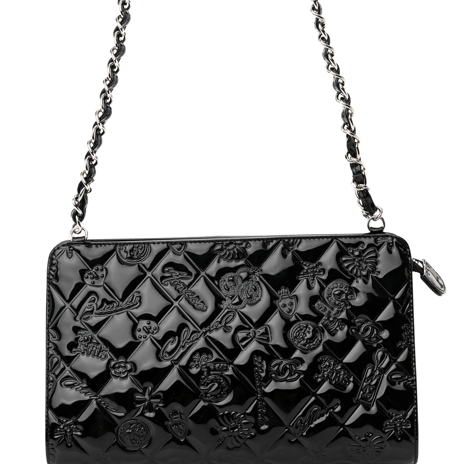 Chanel Patent Calfskin Lucky Symbols Pochette Black 8 of 15