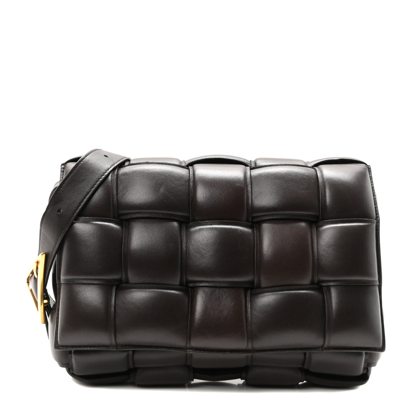 Nappa Maxi Intreccio Padded Cassette Crossbody Bag Fondente