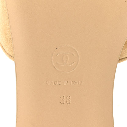 Chanel Suede Kidskin Velcro Mules 38 Beige 7 of 10