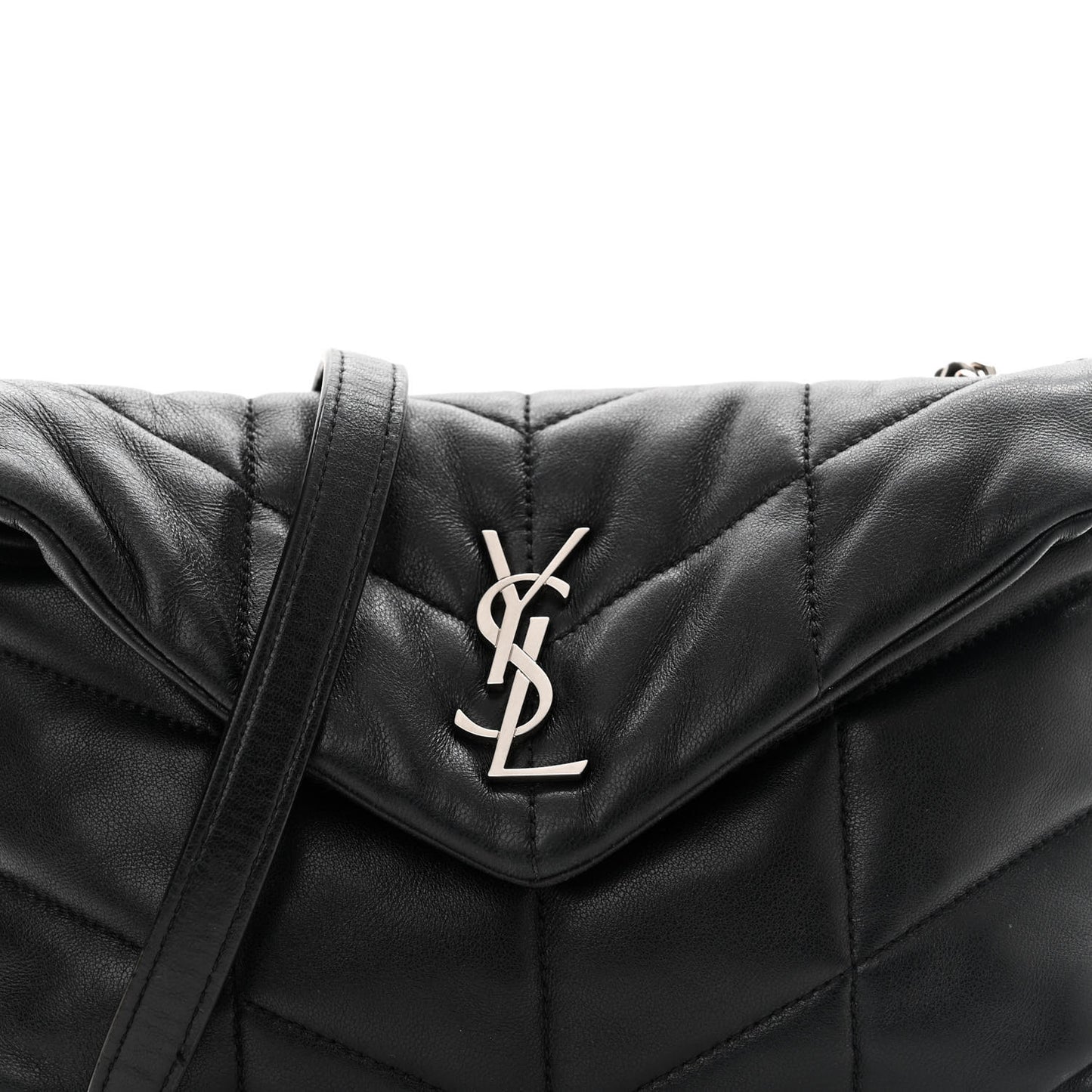 Lambskin Quilted Toy Loulou Puffer Monogram Chain Satchel Black