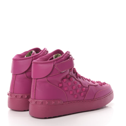 Valentino Garavani Calfskin Rockstud High Top Sneakers 35 Fuxia 4 of 7