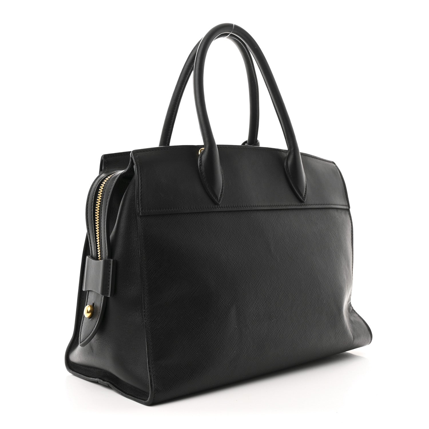Prada Saffiano City Calfskin Medium Esplanade Tote Black 3 of 12