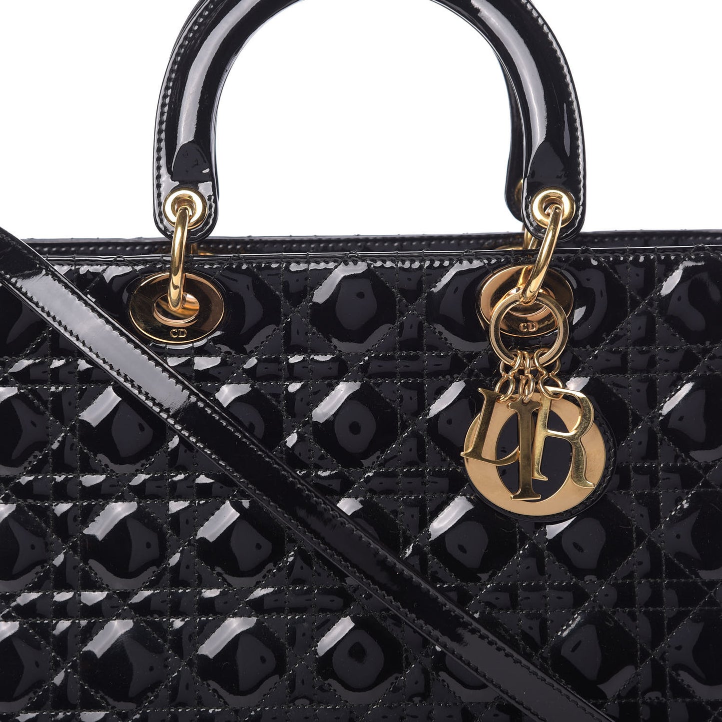 Patent Cannage Large Lady Dior Black