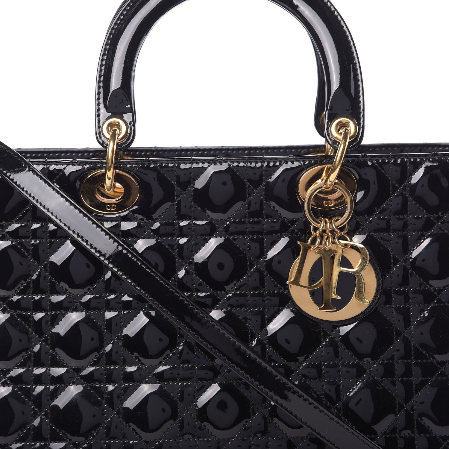 Christian Dior Patent Cannage Large Lady Dior Black 8 of 10