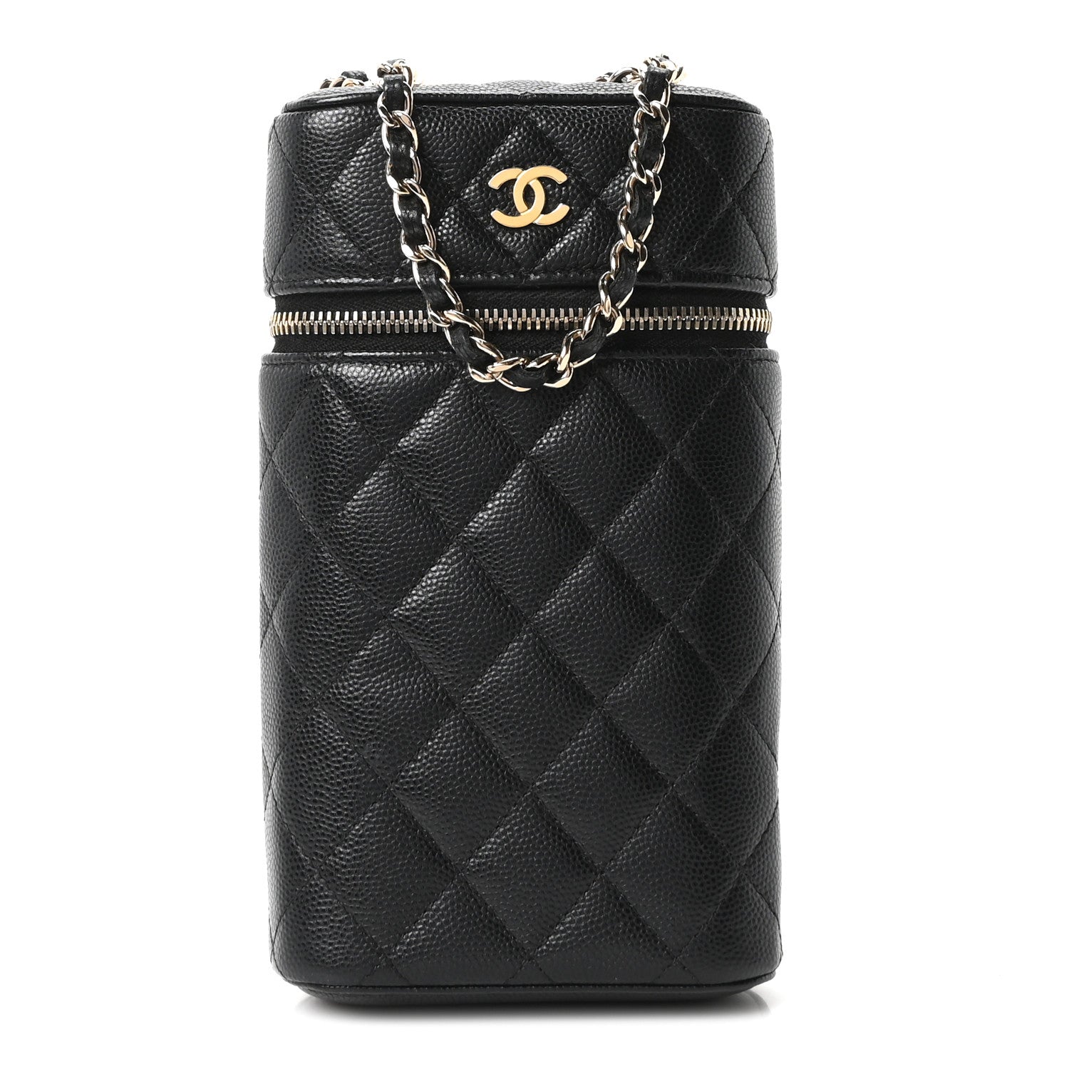 Chanel Caviar Quilted Phone Holder With Chain Black 1 of 10