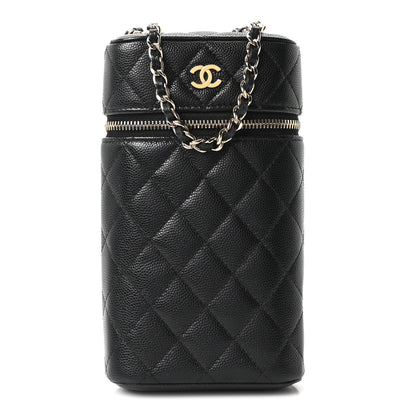 Chanel Caviar Quilted Phone Holder With Chain Black 1 of 10