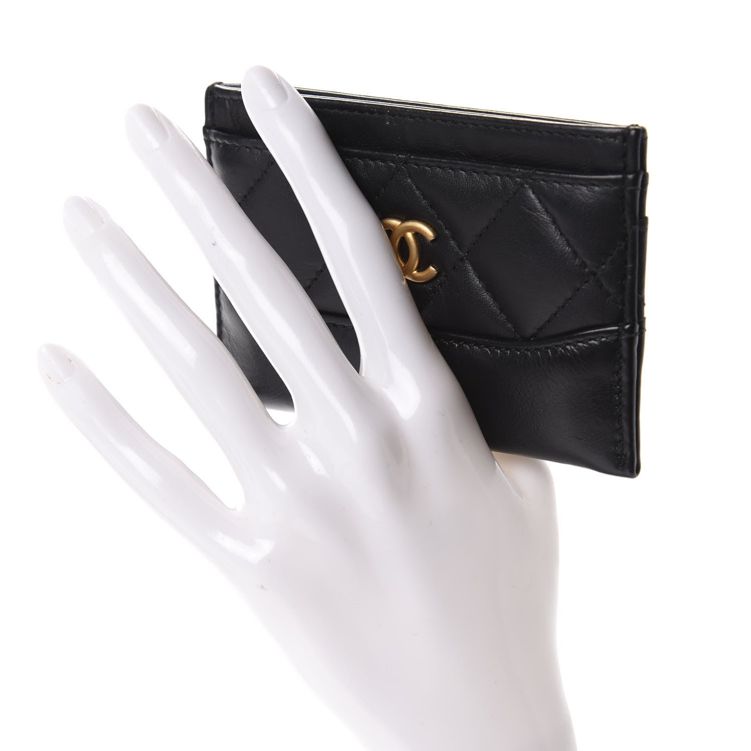 Chanel Aged Calfskin Quilted Gabrielle Card Holder Black 2 of 9