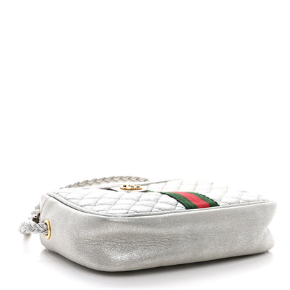 Gucci Laminated Nappa Web Trapuntata Mini GG Shoulder Bag Argento 3 of 9
