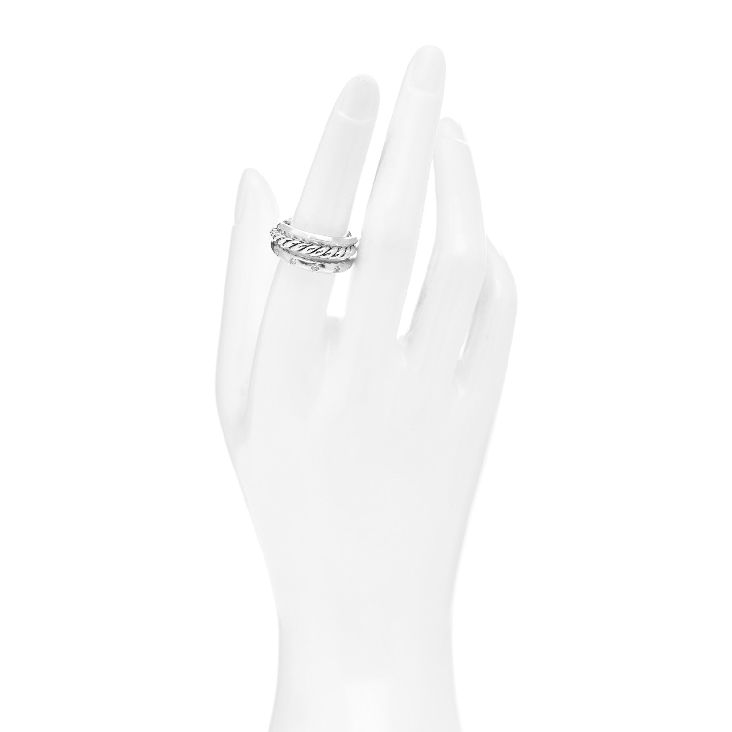 David Yurman Sterling Silver Diamond 9mm Stax Narrow Ring 54 6.75 2 of 5