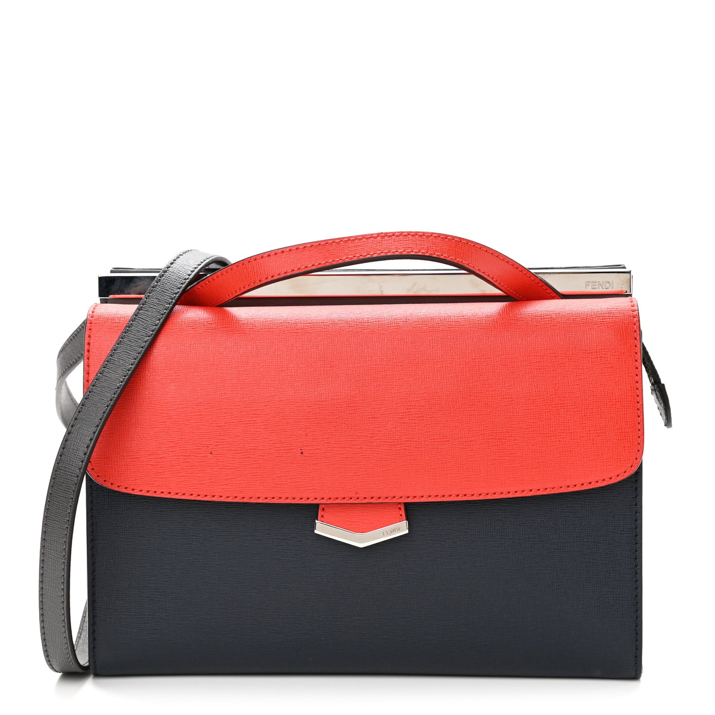 Vitello Elite Flamingo Colorblock Demi Jour Shoulder Bag Papavero Multicolor Asfalto